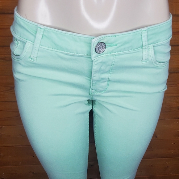 ♥️ EXPRESS ANKLE LEGGINGS JEANS stretch skinny ment green size 8 - Picture 3 of 7